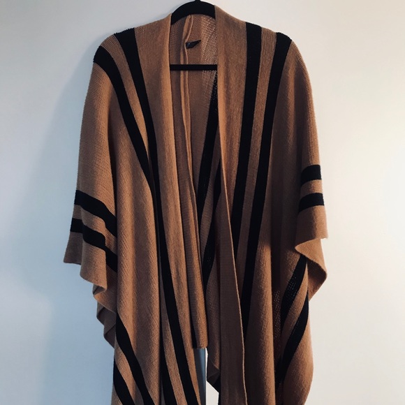 Poncho rayure cognac - Picture 2 of 3